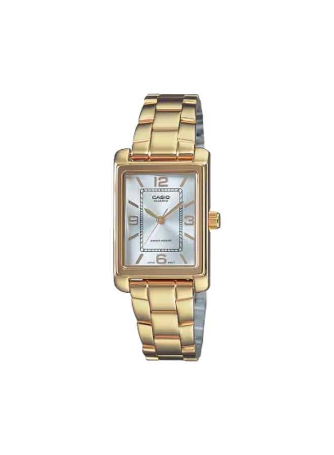 CASIO LTP-1234PG-7AEG Women’s Square Analog Watch, Gold-Tone Stainless Steel Bracelet, Light Dial, Water Resistant, Minimal Dress Design